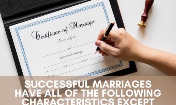 Successful Marriages have all of the following characteristics except